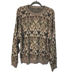 Vintage TSR Geometric Knit Sweater 90s Grandpa Coogi Style Streetwear Size L
